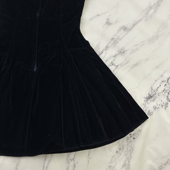 Roberta Womens Vintage Velvet Cocktail Party Dress Size 6 Navy Blue Scallop - Picture 10 of 11